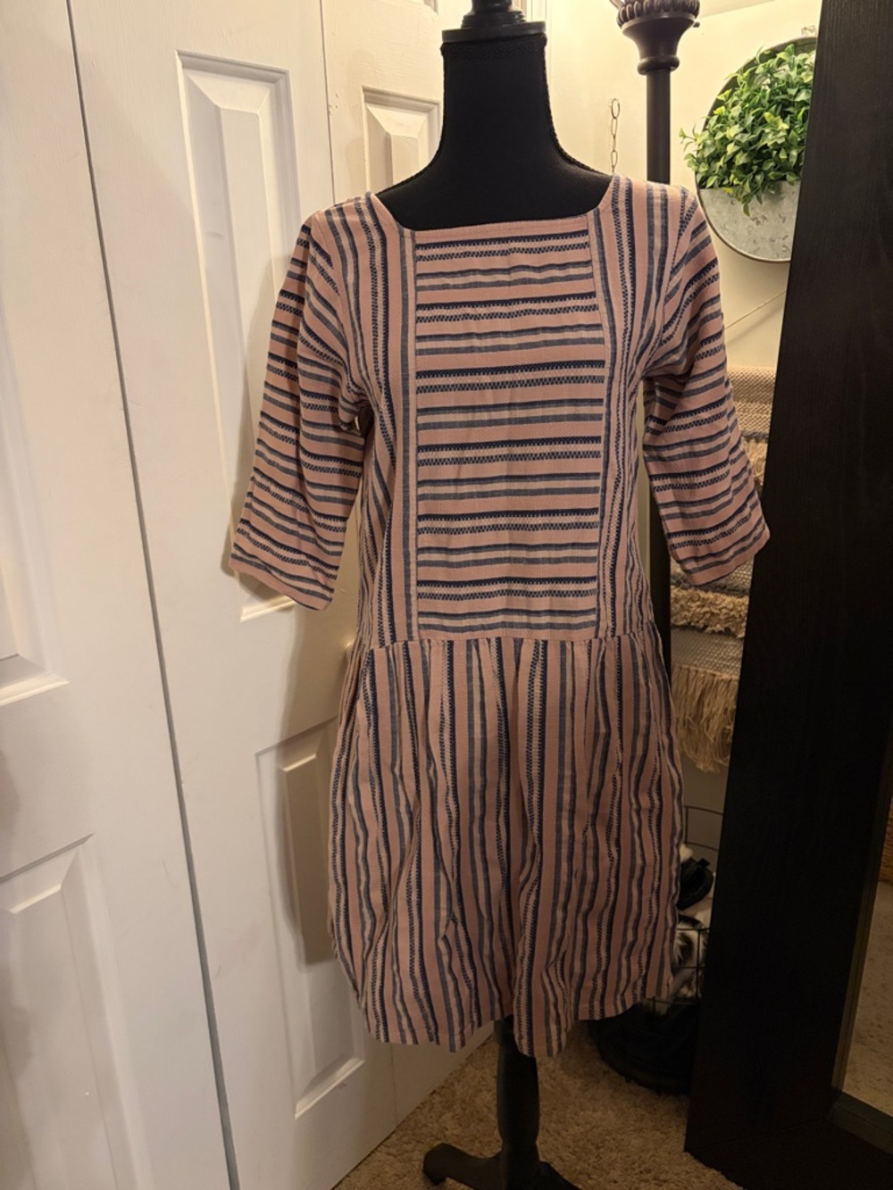 Ace & Jig Blush and Navy Striped Cotton Mini Dress